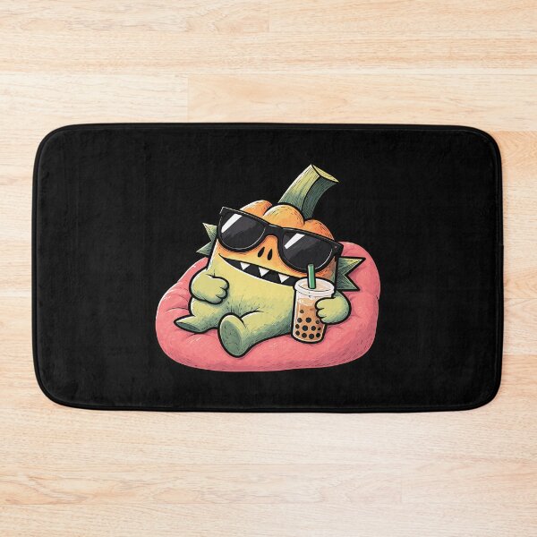 Item preview, Cool Pumpkin Monster Chilling With Bubble Tea designed and sold by SpinningCharm.