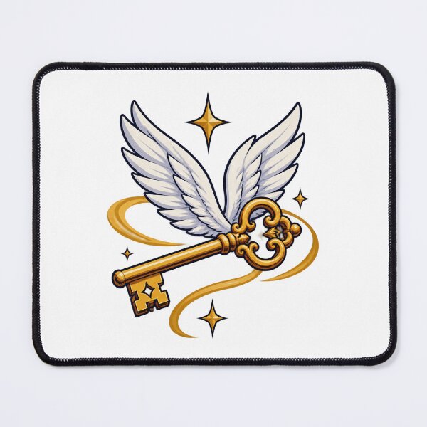 Item preview, Vintage Winged Key Illustration with Antique Style Design designed and sold by Tee-D.