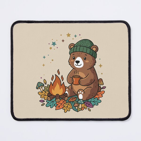 Item preview, Cozy Camping Bear With Coffee Mug Campfire designed and sold by Fine-Arts-Lab.