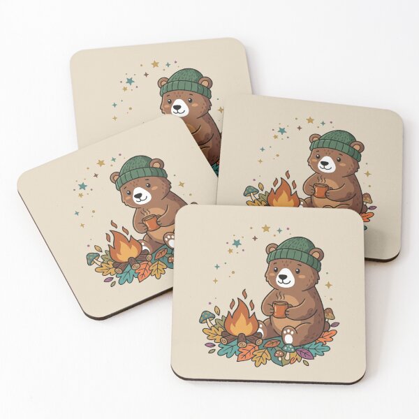 Item preview, Cozy Camping Bear With Coffee Mug Campfire designed and sold by Fine-Arts-Lab.