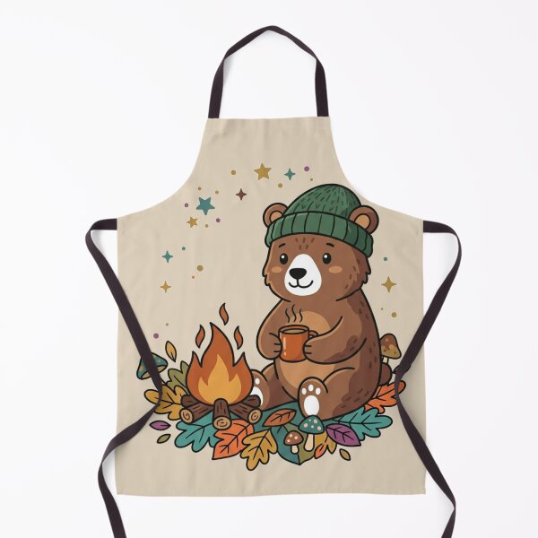Item preview, Cozy Camping Bear With Coffee Mug Campfire designed and sold by Fine-Arts-Lab.