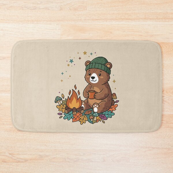 Item preview, Cozy Camping Bear With Coffee Mug Campfire designed and sold by Fine-Arts-Lab.