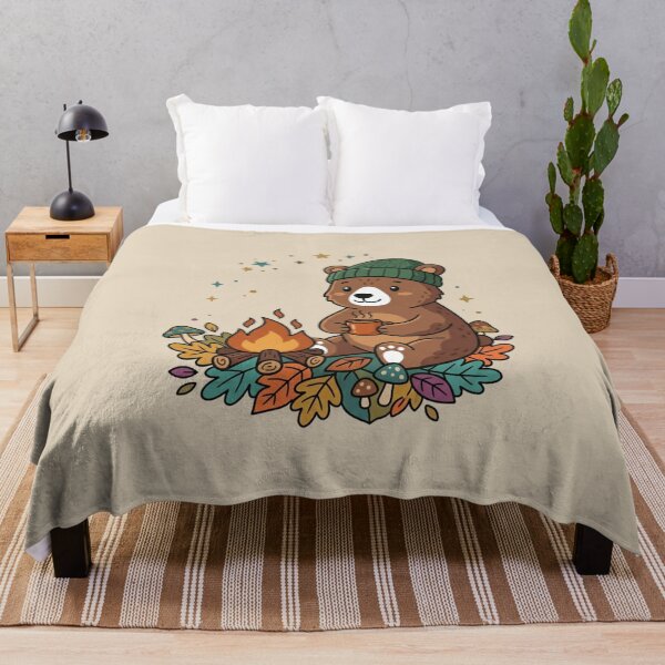Item preview, Cozy Camping Bear With Coffee Mug Campfire designed and sold by Fine-Arts-Lab.