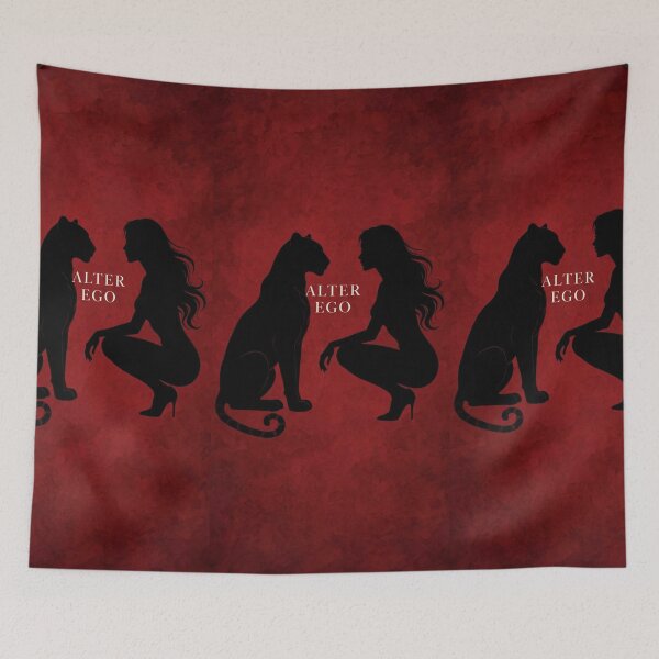 Item preview, Alter Ego - Woman and Panther Silhouette Red Aesthetic designed and sold by Ladybug223.