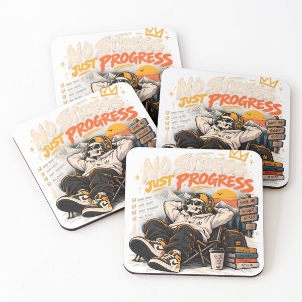 Item preview, No Stress Just Progress – Retro Chill Motivation T-Shirt designed and sold by GenZStickerHub1.