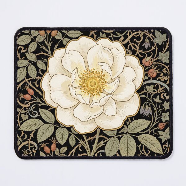 Item preview, The White Rose of York: Alba Semiplena Medieval Gothic Botanical Fine Art Print designed and sold by FreiherrPK.
