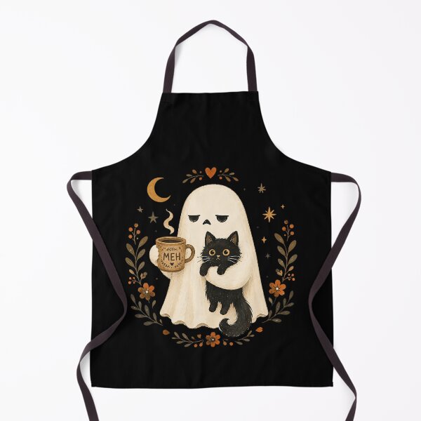 Item preview, Funny Halloween Ghost Black Cat Coffee Meh designed and sold by jerrimisty889.