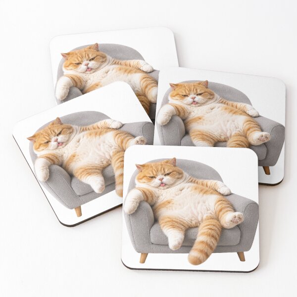 Item preview, Chubby Orange Cat On Tiny Armchair designed and sold by UvooArt.