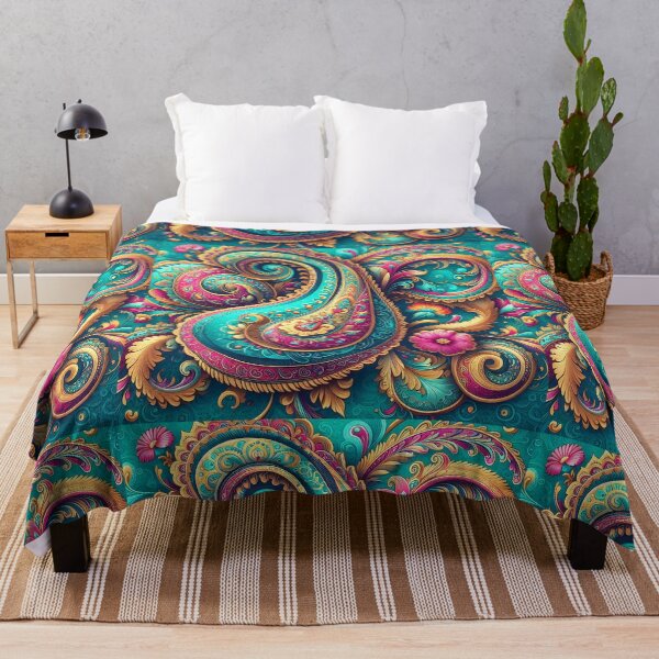 Item preview, Turquoise Floral Paisley – Pink Boho Ornamental Pattern designed and sold by Apex Designs.
