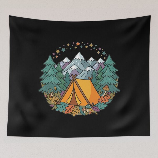 Item preview, Cozy Mountain Camping Tent Forest Adventure designed and sold by Fine-Arts-Lab.