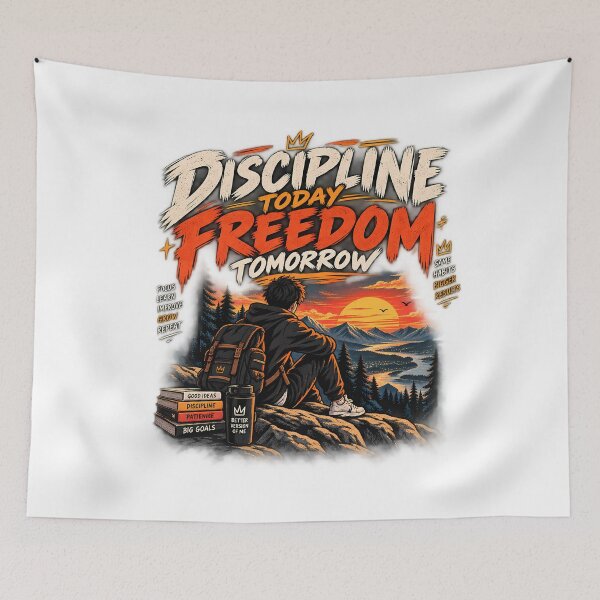 Item preview, Discipline Today Freedom Tomorrow – Mountain Motivation T-Shirt designed and sold by GenZStickerHub1.