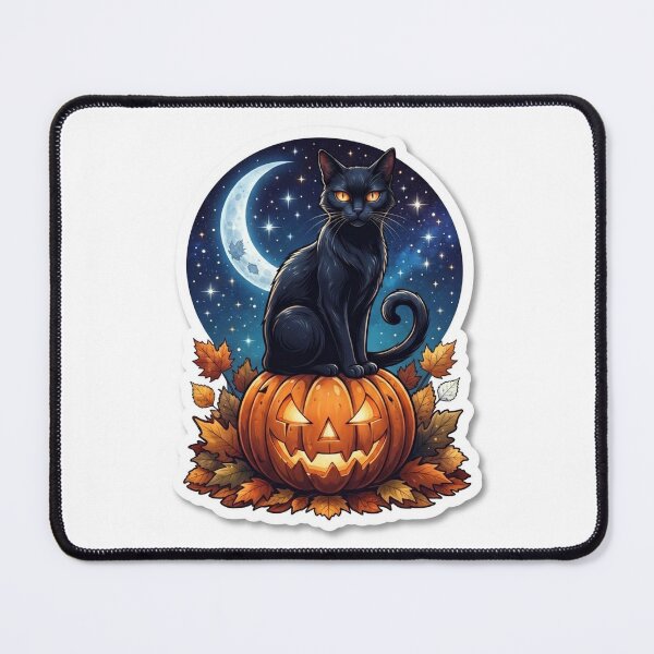 Item preview, The Midnight Sentinel — Halloween Black Cat Pumpkin Sticker designed and sold by AbbasSaqib.