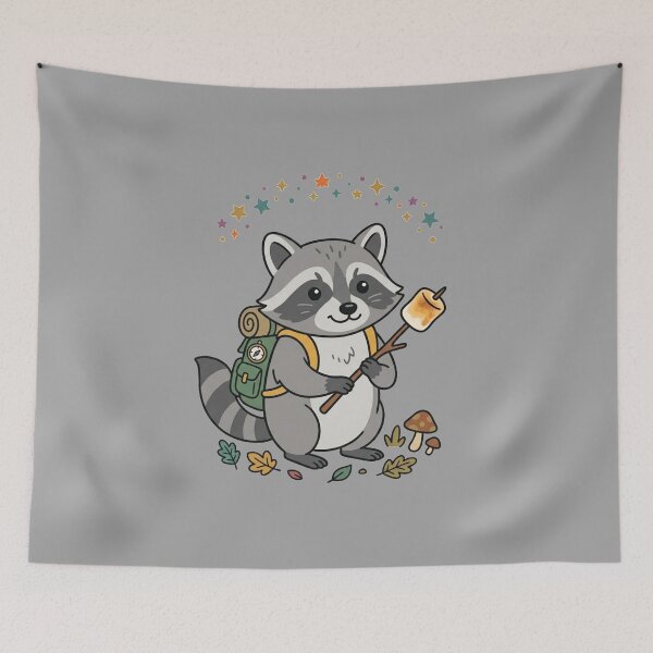 Item preview, Cute Raccoon Camper Marshmallow Forest Adventure designed and sold by Fine-Arts-Lab.