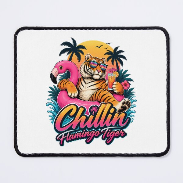Item preview, Chillin Flamingo and Tiger Relaxing Artwork Design designed and sold by Pokenus.