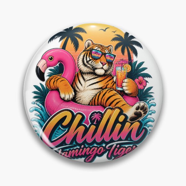 Item preview, Chillin Flamingo and Tiger Relaxing Artwork Design designed and sold by Pokenus.