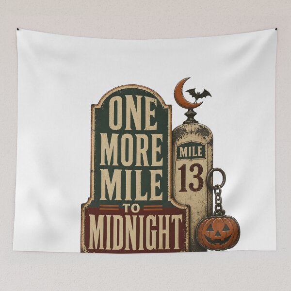 Item preview, One More Mile To Midnight Spooky Road Trip Sign designed and sold by LiviuGligoros.