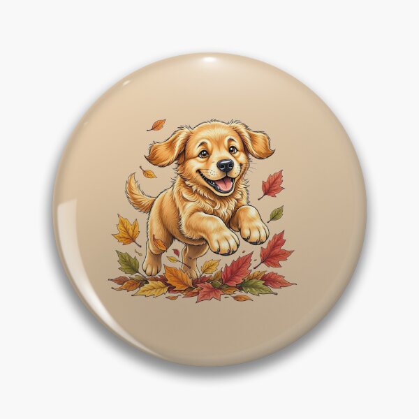Item preview, Happy Golden Puppy Among Autumn Leaves designed and sold by Safe Haven Pets.