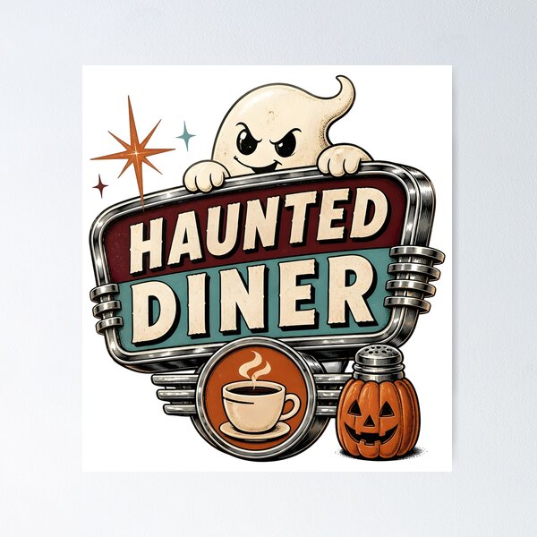 Item preview, Haunted Diner Spooky Roadside Restaurant Ghost designed and sold by LiviuGligoros.