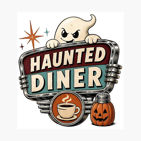 Item preview, Haunted Diner Spooky Roadside Restaurant Ghost designed and sold by LiviuGligoros.