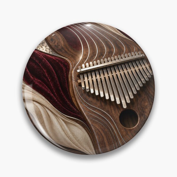Item preview, Wooden Kalimba with Burgundy Velvet – Luxury African Thumb Piano Art Print designed and sold by Kaleidoscope Print.