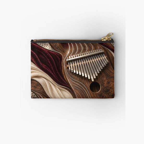 Item preview, Wooden Kalimba with Burgundy Velvet – Luxury African Thumb Piano Art Print designed and sold by Kaleidoscope Print.