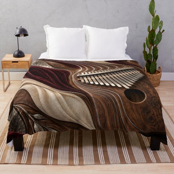 Item preview, Wooden Kalimba with Burgundy Velvet – Luxury African Thumb Piano Art Print designed and sold by Kaleidoscope Print.