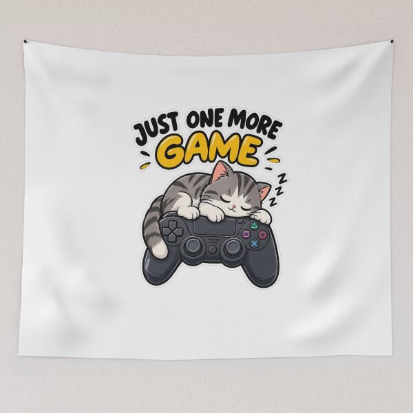 Item preview, Just One More Game Funny Cat Gamer Gaming Gift designed and sold by Artbysarmina.