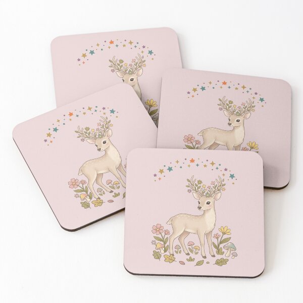 Item preview, Cute Forest Deer Floral Antlers Wildflowers Stars designed and sold by Fine-Arts-Lab.