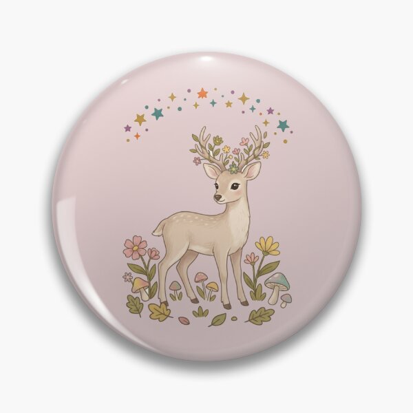 Item preview, Cute Forest Deer Floral Antlers Wildflowers Stars designed and sold by Fine-Arts-Lab.
