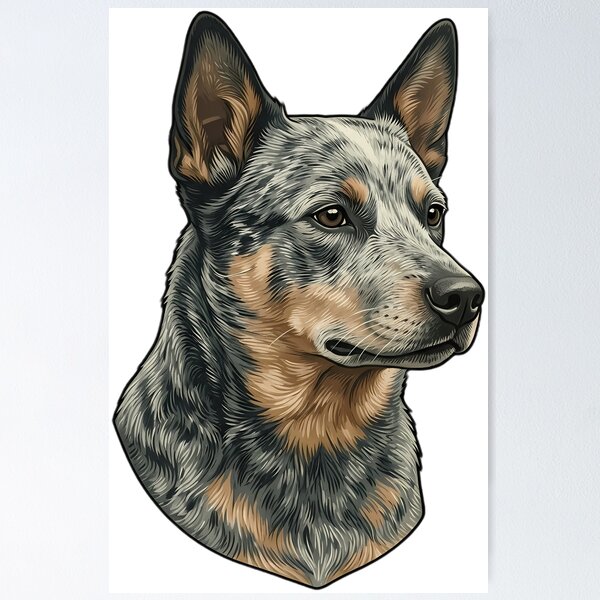 Item preview, Vintage Naturalist Blue Heeler Portrait — Antique Dog Breed Art designed and sold by Catch333.