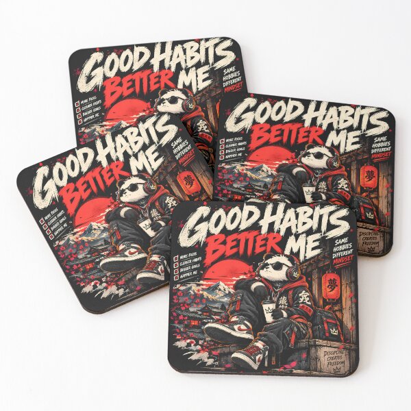 Item preview, Good Habits Better Me – Japanese Streetwear Panda T-Shirt designed and sold by GenZStickerHub1.
