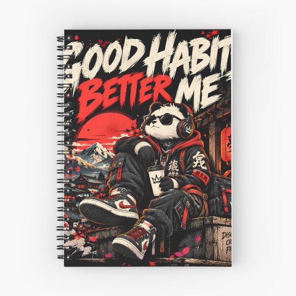 Item preview, Good Habits Better Me – Japanese Streetwear Panda T-Shirt designed and sold by GenZStickerHub1.