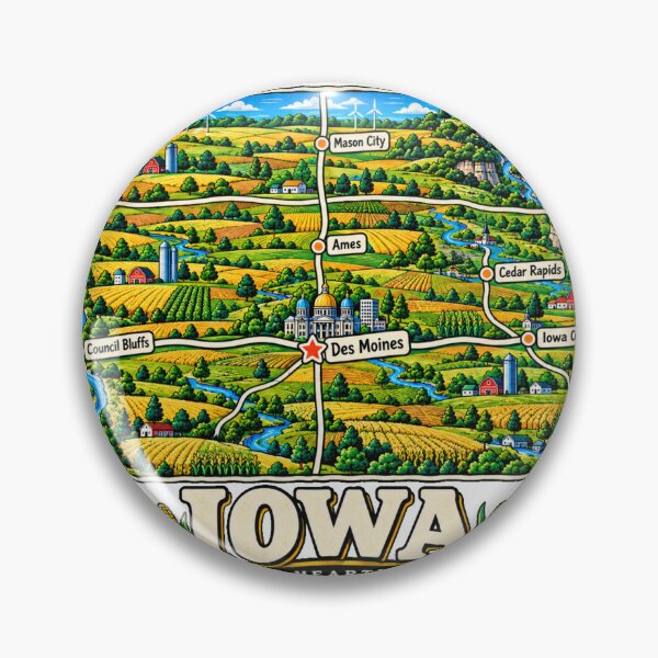 Item preview, Hand Drawn Iowa Travel Souvenir Landmark Gift designed and sold by MichaeIRellov.