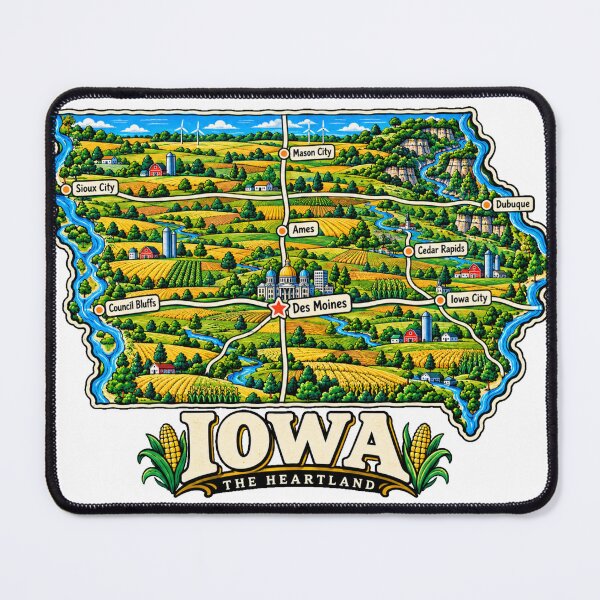 Item preview, Hand Drawn Iowa Travel Souvenir Landmark Gift designed and sold by MichaeIRellov.