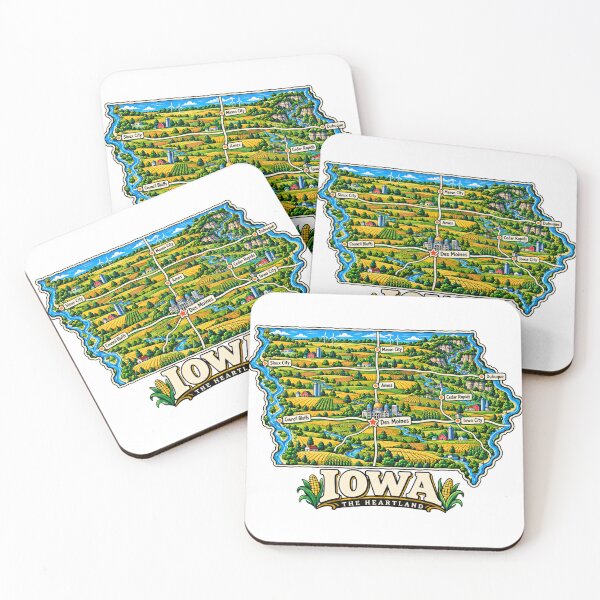 Item preview, Hand Drawn Iowa Travel Souvenir Landmark Gift designed and sold by MichaeIRellov.