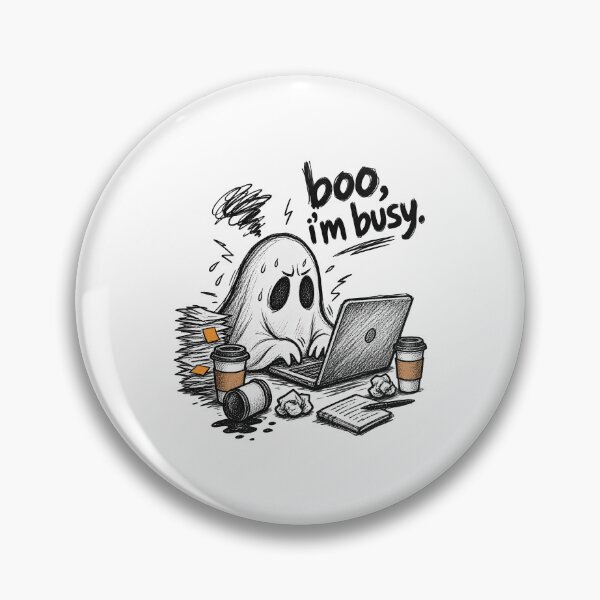 Item preview, Boo Im Busy Stressed Phantom Laptop Coffee Deadline Fun designed and sold by Felinefinesse.