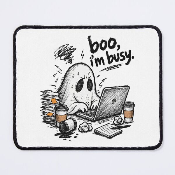 Item preview, Boo Im Busy Stressed Phantom Laptop Coffee Deadline Fun designed and sold by Felinefinesse.