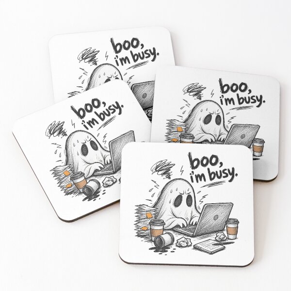 Item preview, Boo Im Busy Stressed Phantom Laptop Coffee Deadline Fun designed and sold by Felinefinesse.