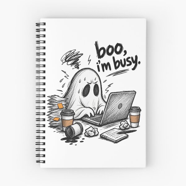 Item preview, Boo Im Busy Stressed Phantom Laptop Coffee Deadline Fun designed and sold by Felinefinesse.