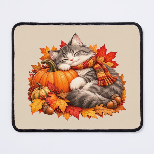 Item preview, Cozy Autumn Cat Resting by Pumpkins designed and sold by Safe Haven Pets.