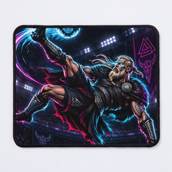 Item preview, Neon Viking Bicycle Kick Soccer Player designed and sold by ValhallaHub.