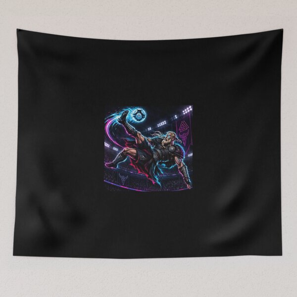Item preview, Neon Viking Bicycle Kick Soccer Player designed and sold by ValhallaHub.