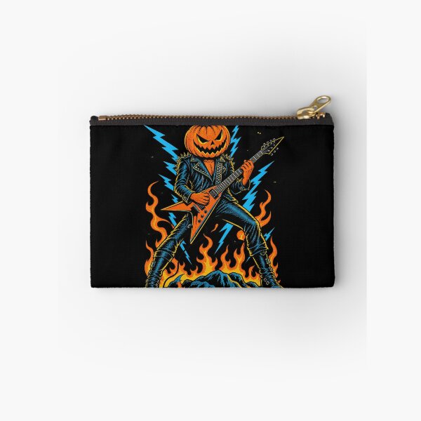Item preview, Pumpkin Head Rock Guitarist Lightning Flying V Solo Artwork designed and sold by Felinefinesse.