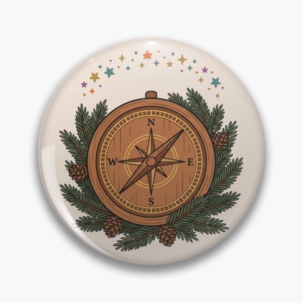Item preview, Vintage Wooden Compass Pine Branches Adventure designed and sold by Fine-Arts-Lab.