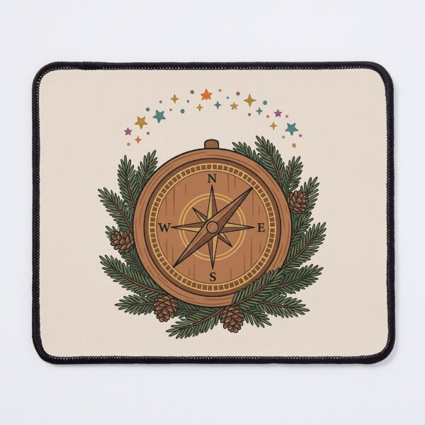 Item preview, Vintage Wooden Compass Pine Branches Adventure designed and sold by Fine-Arts-Lab.