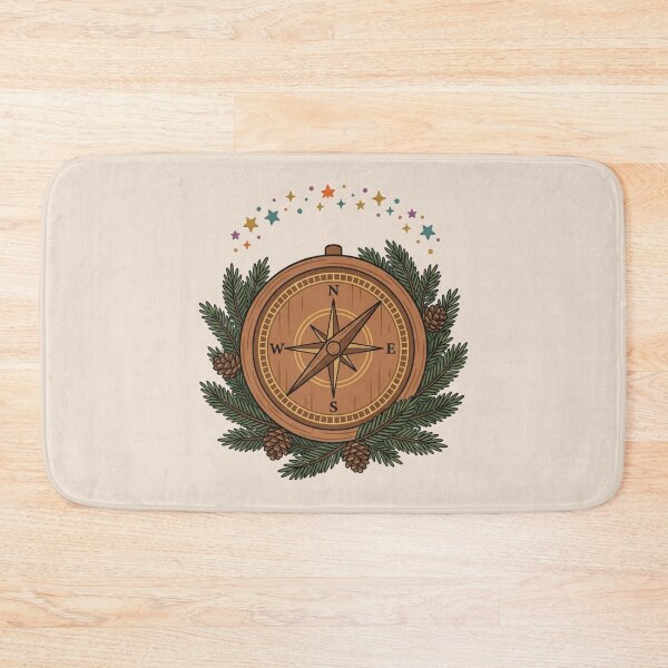 Item preview, Vintage Wooden Compass Pine Branches Adventure designed and sold by Fine-Arts-Lab.