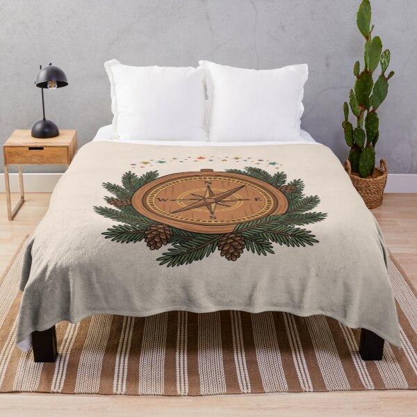 Item preview, Vintage Wooden Compass Pine Branches Adventure designed and sold by Fine-Arts-Lab.