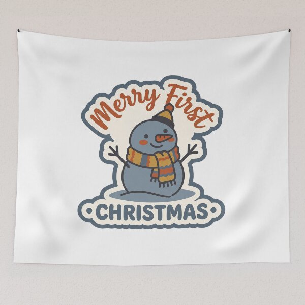 Item preview, Merry First Christmas — Cute Kawaii Snowman designed and sold by TheCalmEdit.