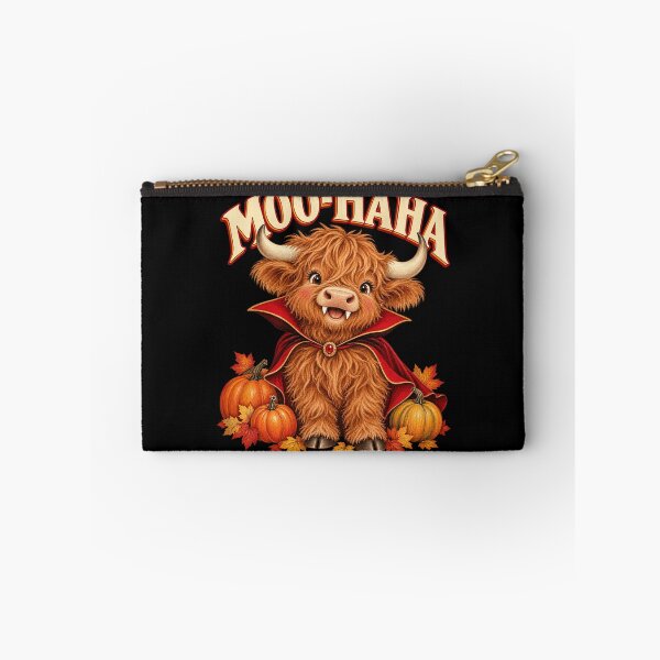 Item preview, Moo Haha Fluffy Vampire Highland Cow Pumpkins Farm Artwork designed and sold by Felinefinesse.