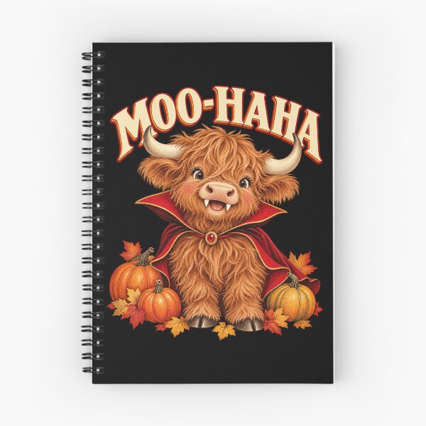 Item preview, Moo Haha Fluffy Vampire Highland Cow Pumpkins Farm Artwork designed and sold by Felinefinesse.